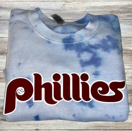 Blue tie dye Phillies crew